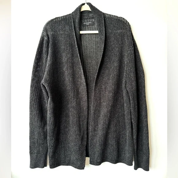 All Saints Oskett Open Cardigan Sweater Charcoal - Picture 3 of 8